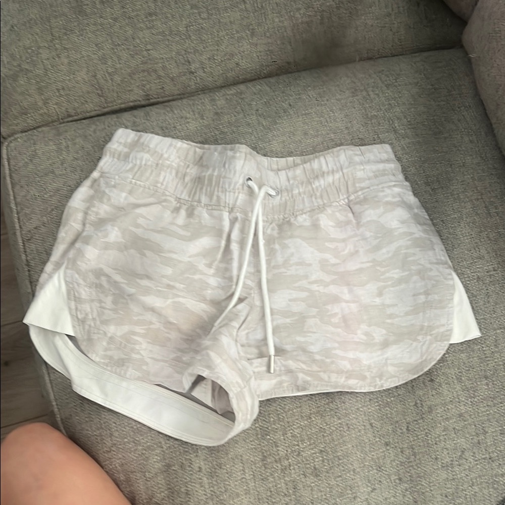 Athleta White Athletic Shorts with Drawstring Waistband